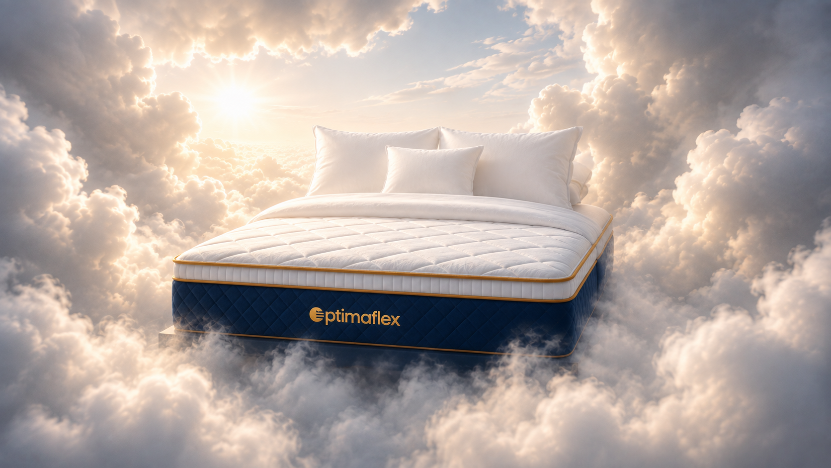 Optimaflex mattress floating weightlessly in clouds