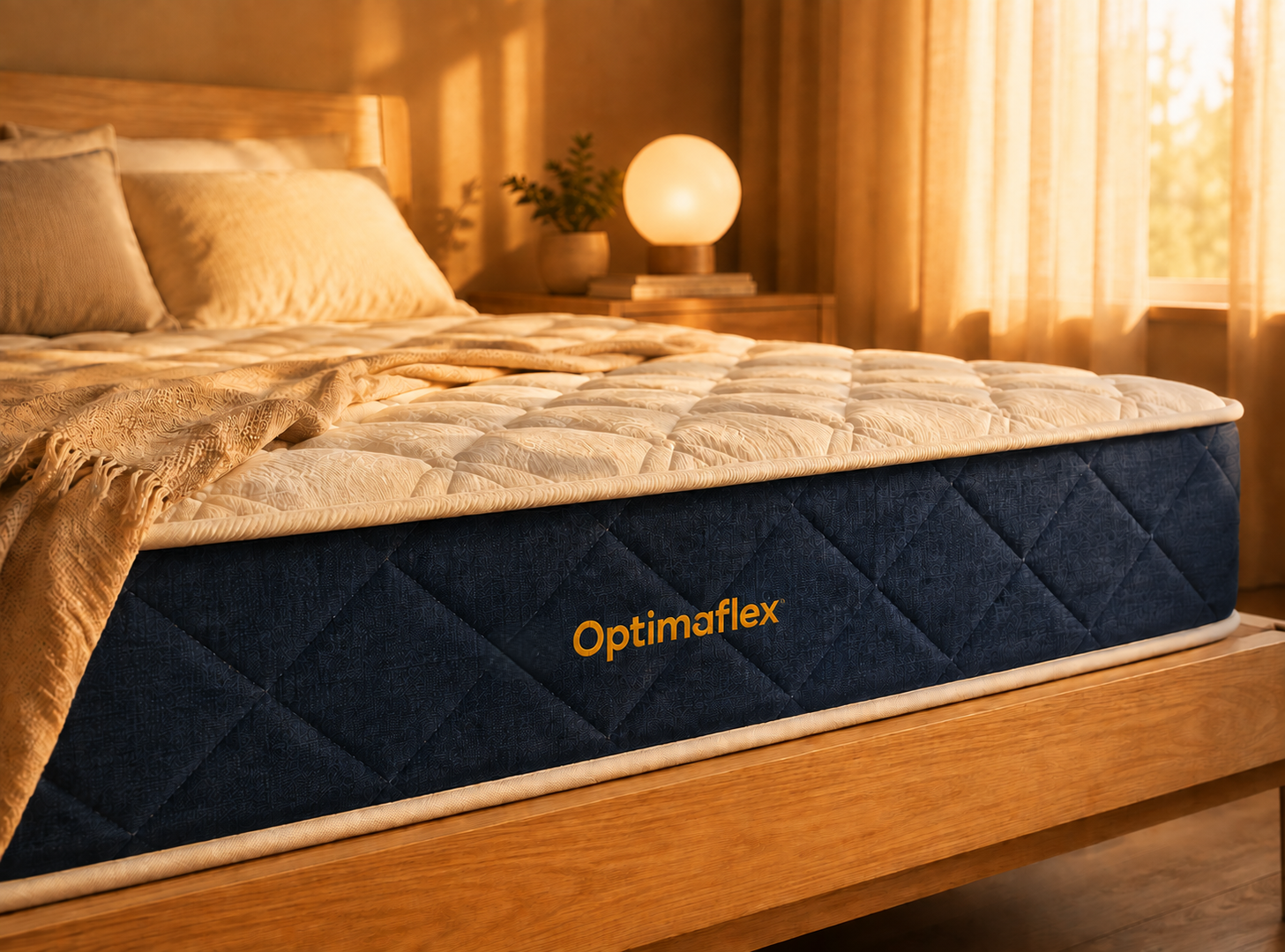 Warm ambient morning light on Optimaflex mattress